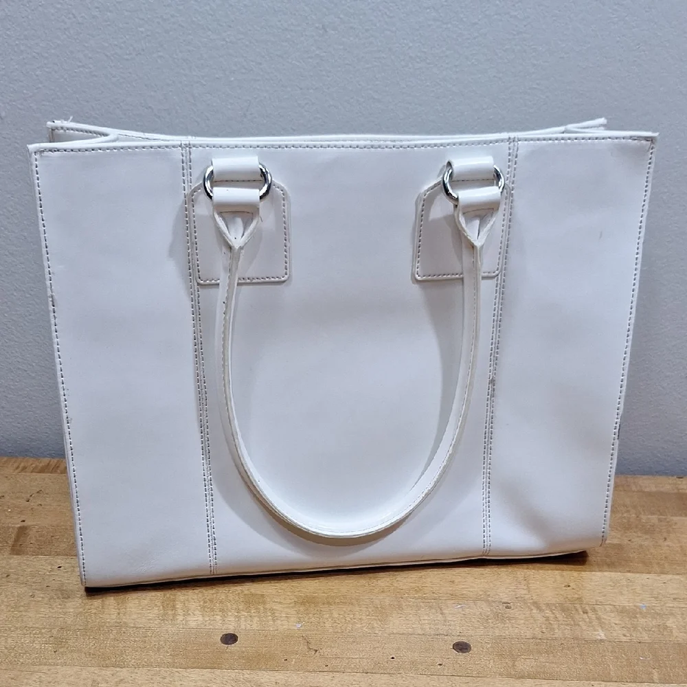 Wilsons Leather White Tote Bag Laptop Size As Is Satchel Executive Handbag‎
